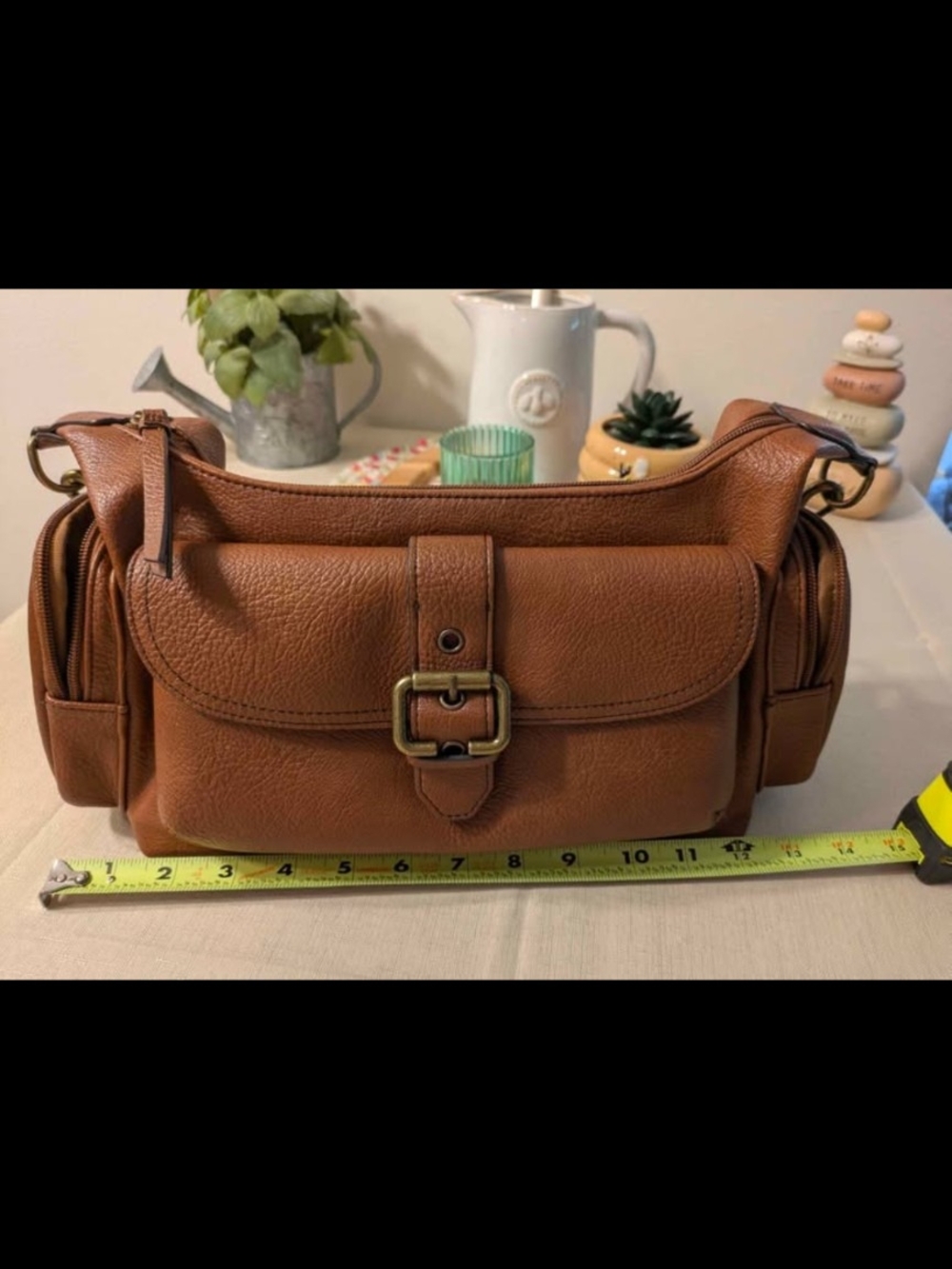 a.n.a Brown Faux Leather Handbag With Buckle - Picture 9 of 9